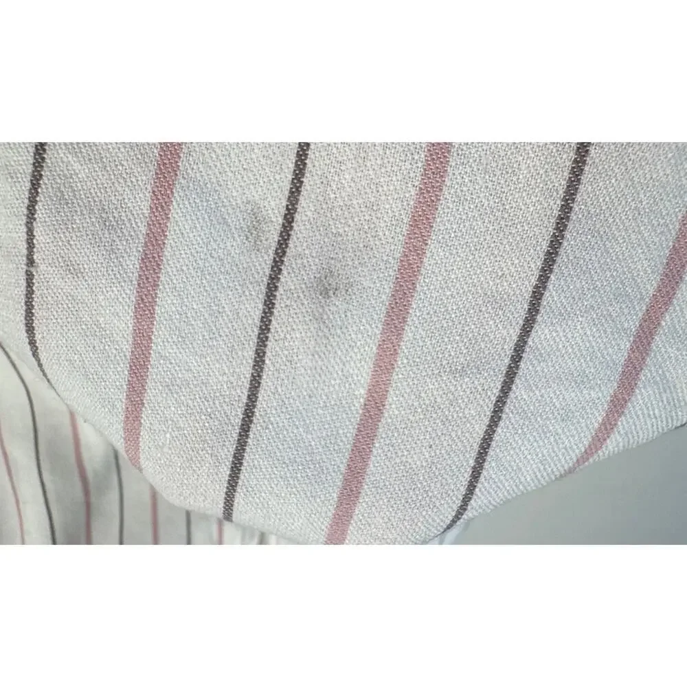 Zara TRF Striped Jumpsuit Womens Size Medium Linen Blend Off White Pink Wide Leg
